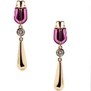 kate spade Gold and Pink Love Bug Scarab Drop Earrings